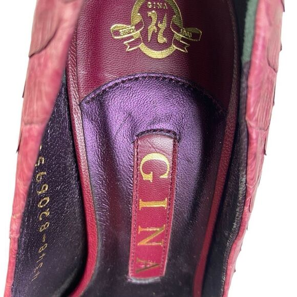 GINA 6 US ,python leather , maroon platform heels handmade - Picture 5 of 11
